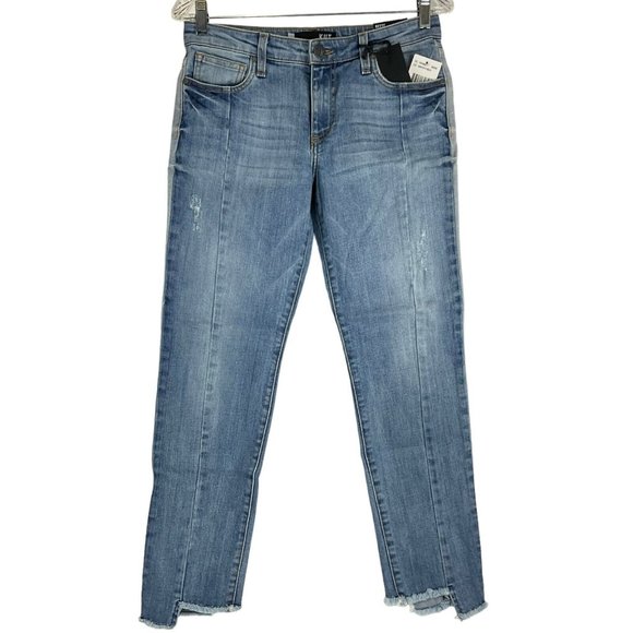 KUT From The Kloth Jeans Women's Size 0 Reese Ankle Blue Straight Leg Denim NWT - Picture 1 of 11